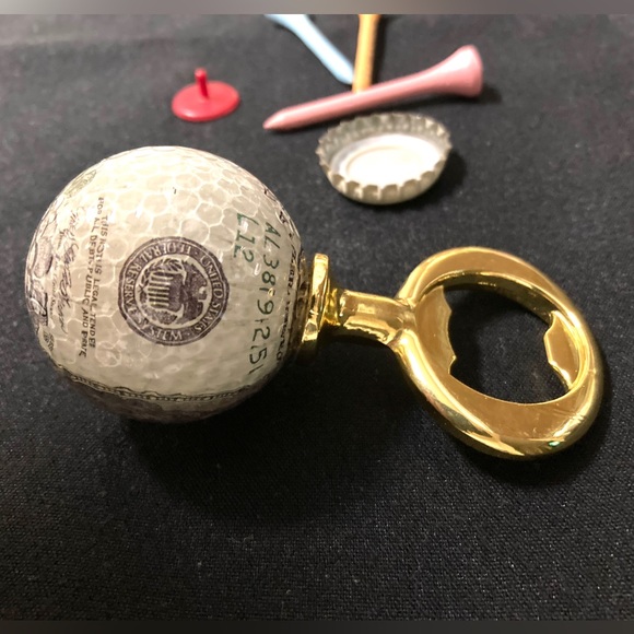 💵 💯 Benjamin Federal Reserve banknote golf ball bottle opener! Great gift idea! - Picture 9 of 10